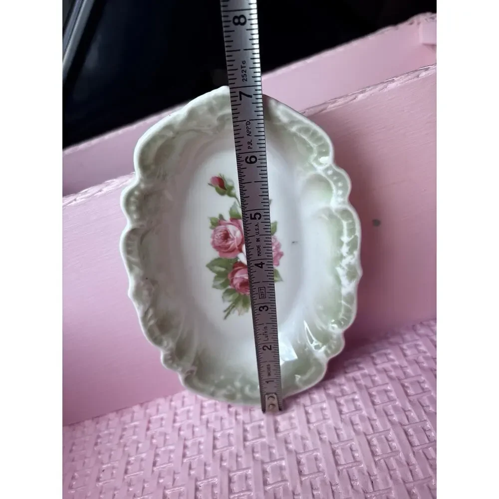 Antique Porcelain Relish Dish Trinket Tray Soap Floral Roses Victorian Cottage